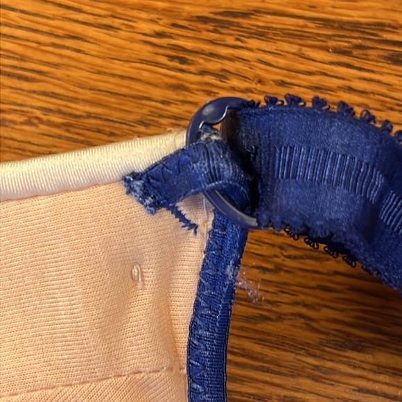 Sexy Push Up Bra Women Size 34B 38/85 Blue Lace Over Cream Cup Full Coverage NEW - Picture 10 of 16